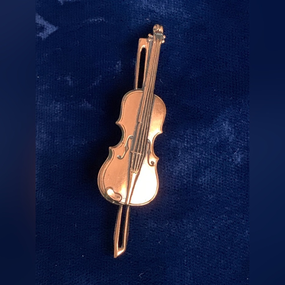 Vintage Copper Front Violin Pin